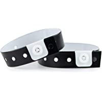 Set de 100 pulseras de plástico-vinilo para eventos- personalizables e impermeables (Negro)